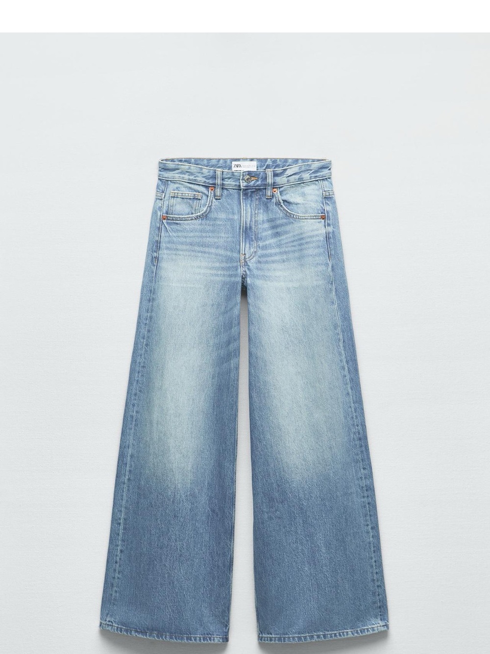 MID-RISE TRF PALAZZO JEANS SIZE 4 27 Wide Leg Light Blue Women's Jeans